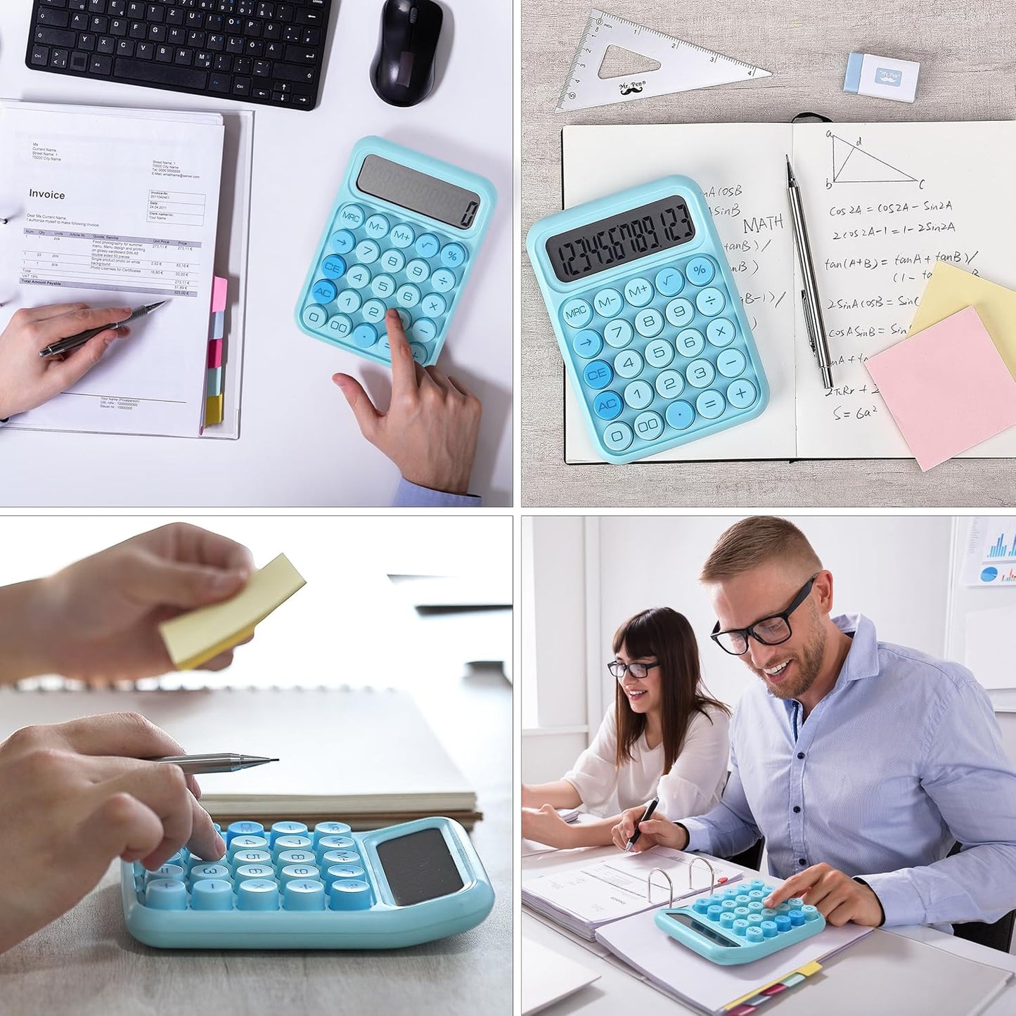 Mr. Pen- Mechanical Switch Calculator, 12 Digits, Large LCD Display, Orange With Big Buttons, Desktop, Cute and Aesthetic Design - PuriLite