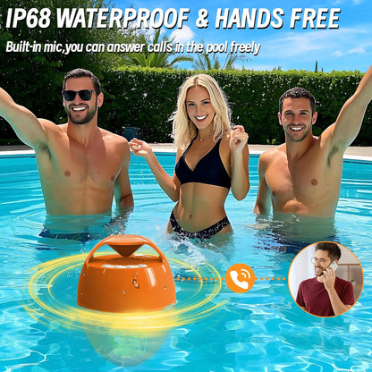 KingSom Bluetooth Pool Speaker, Floating Pool Speakers with LED Flame Light, IP68 Waterproof Hot Tub Speakers,Floating Bluetooth speaker for Pool,Loud Stereo Sound,Hands-Free,24H Playtime pool Speaker - PuriLite