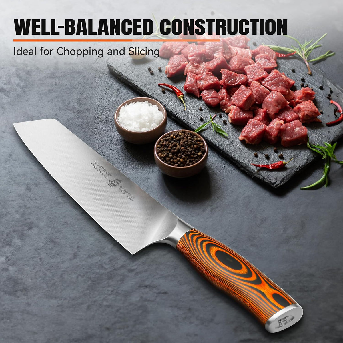 TUO Boning Knife - Razor Sharp Fillet Knife - High Carbon German Stainless Steel Kitchen Cutlery - Pakkawood Handle - Luxurious Gift Box Included - 7 inch - Fiery Phoenix Series - PuriLite