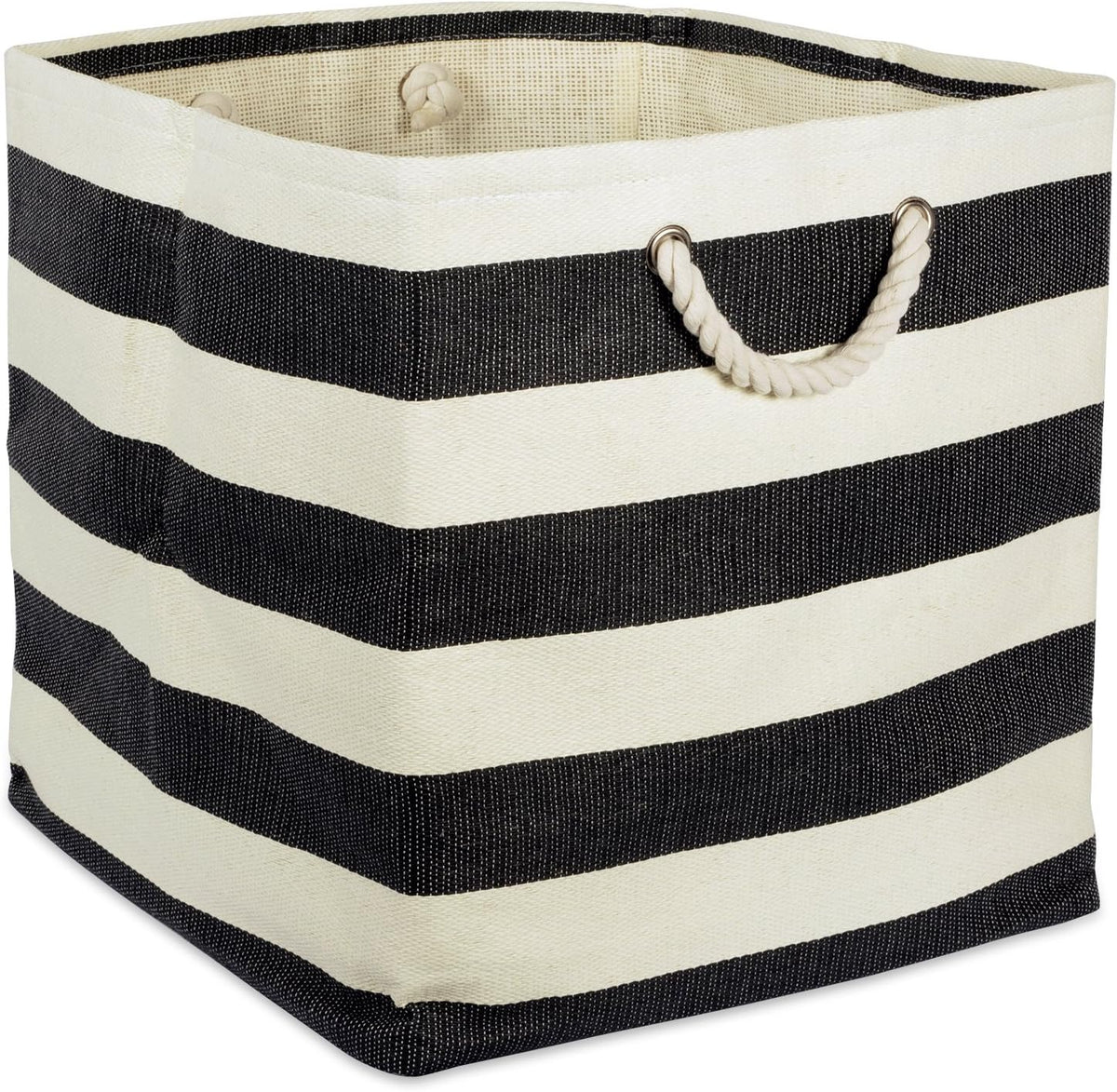 DII Storage Basket or Bin, Collapsible & Convenient Storage Solution for Office, Bedroom, Closet, Toys, Laundry (Large) - Pink Rugby Stripe - PuriLite