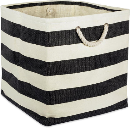 DII Storage Basket or Bin, Collapsible & Convenient Storage Solution for Office, Bedroom, Closet, Toys, Laundry (Large) - Pink Rugby Stripe - PuriLite