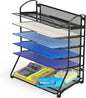 6 Tier Sliding File Organizer, Metal Desk Letter Tray with Removable Sliding Trays for Document, Mail and Paper Storage - PuriLite