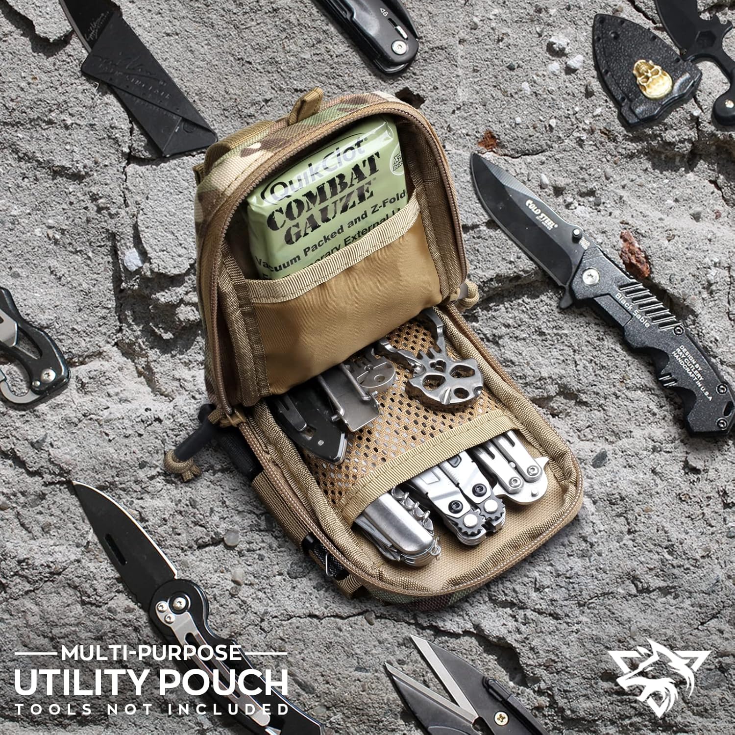 WYNEX Tactical Compass Phone Pouch, Large Molle Smartphone Holster Case Double Capacity Small Utility EDC Pouch with Compass Buckle and Carabiner - PuriLite