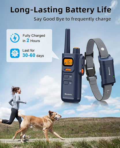 Bousnic Dog Shock Collar with Remote - [New Edition] 4000FT Dog Training Collar for Large Medium Small Dogs (8-120lbs) Waterproof Rechargeable E Collar with Beep, Vibration, Safe Shock (Grey) - PuriLite
