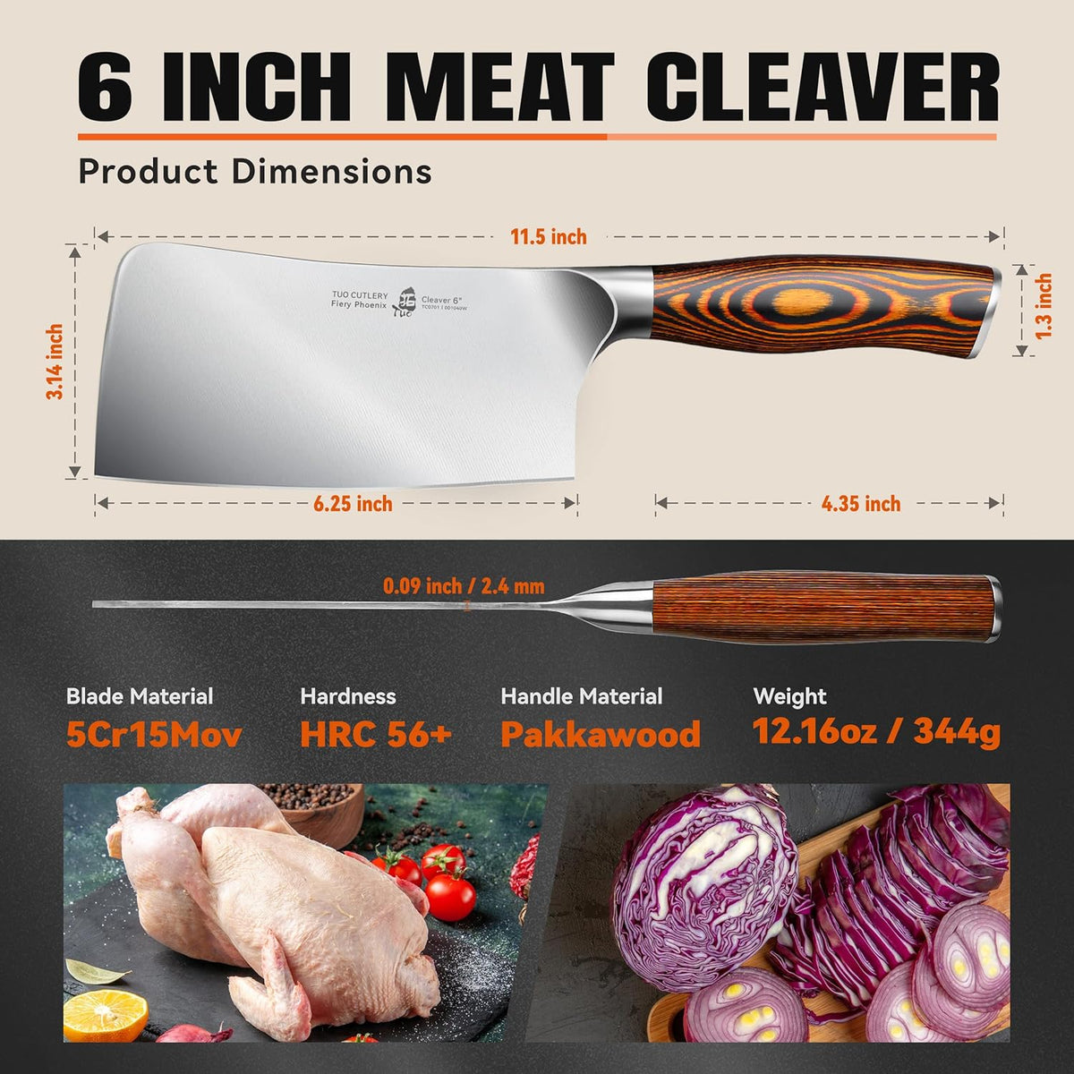 TUO Boning Knife - Razor Sharp Fillet Knife - High Carbon German Stainless Steel Kitchen Cutlery - Pakkawood Handle - Luxurious Gift Box Included - 7 inch - Fiery Phoenix Series - PuriLite