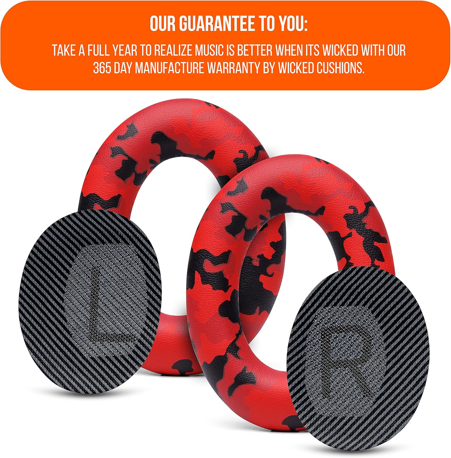 WC Wicked Cushions Upgraded Replacement Ear Pads for Bose QC35 & QC35ii (QuietComfort 35) Headphones & More - Softer Leather, Luxurious Memory Foam, Added Thickness, Extra Durability | Navy Tiger - PuriLite