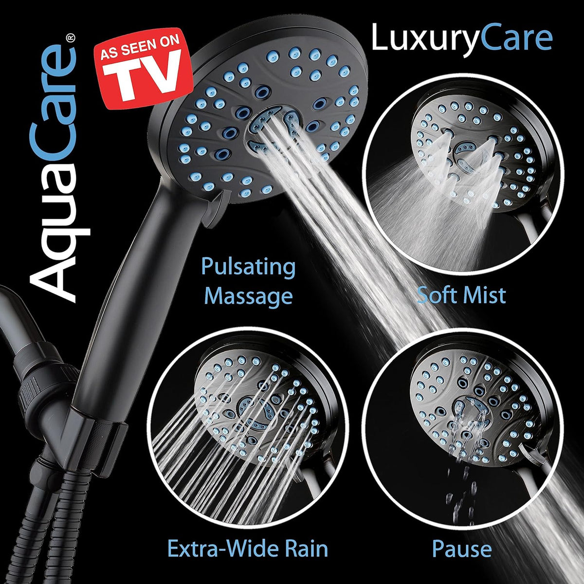 Purilite Select 8-Setting Handheld Shower Head – High Pressure, Self-Cleaning, Total Shower Hygiene System - PuriLite