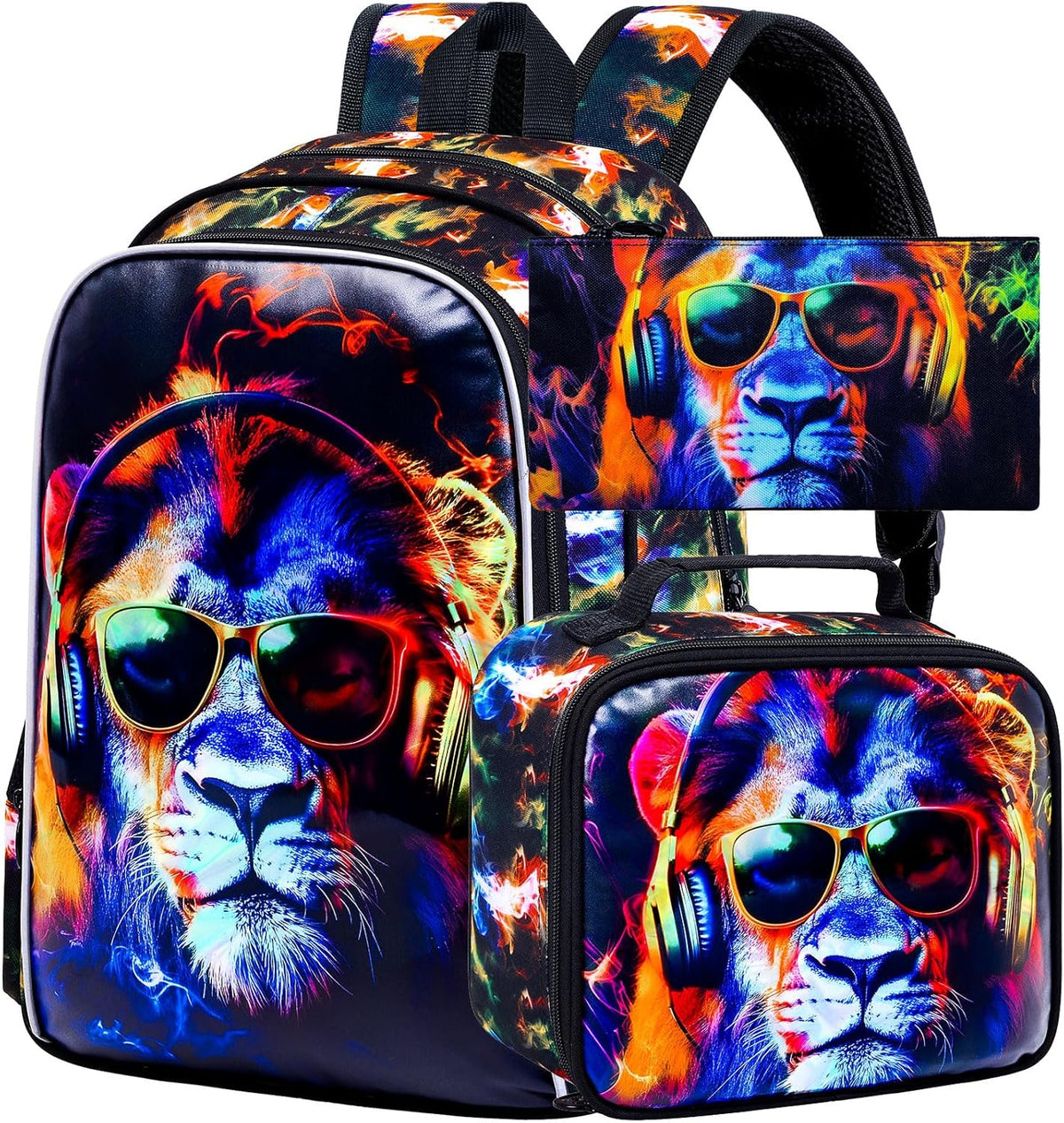 3pcs Backpack for Boys and Girls, 16” Kids Kindergarten Bookbag with Lunch Box, Cute Elementary Backpacks for Boy Girl - PuriLite