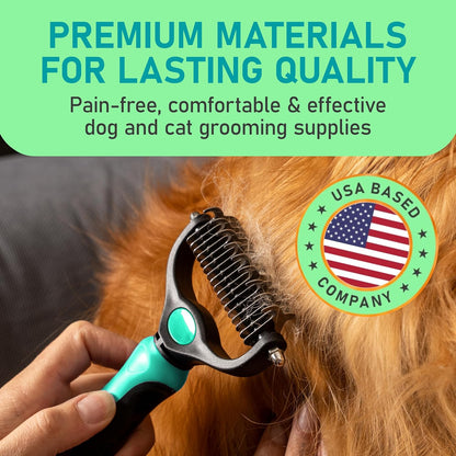 Maxpower Planet Pet Grooming Brush - Double Sided Shedding, Dematting - Undercoat Rake for Dogs - Dog Grooming Brush - Deshedding Brush for Dogs - Dog Brush, Cat Brush, Reduce Shedding by 95%, Black - PuriLite