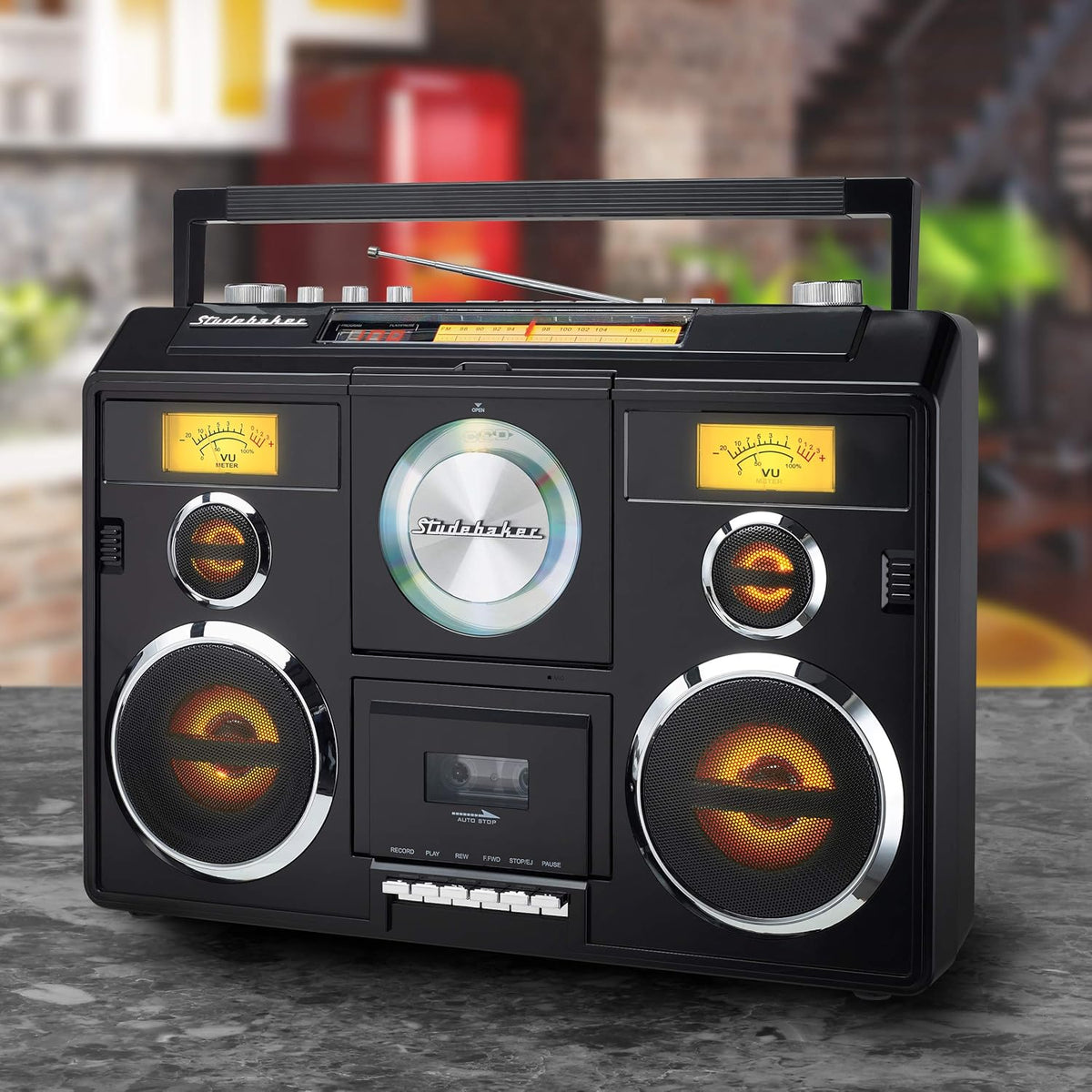 Sound Station Portable Stereo with Bluetooth/CD/AM-FM Radio/Cassette Recorder (Silver) - PuriLite