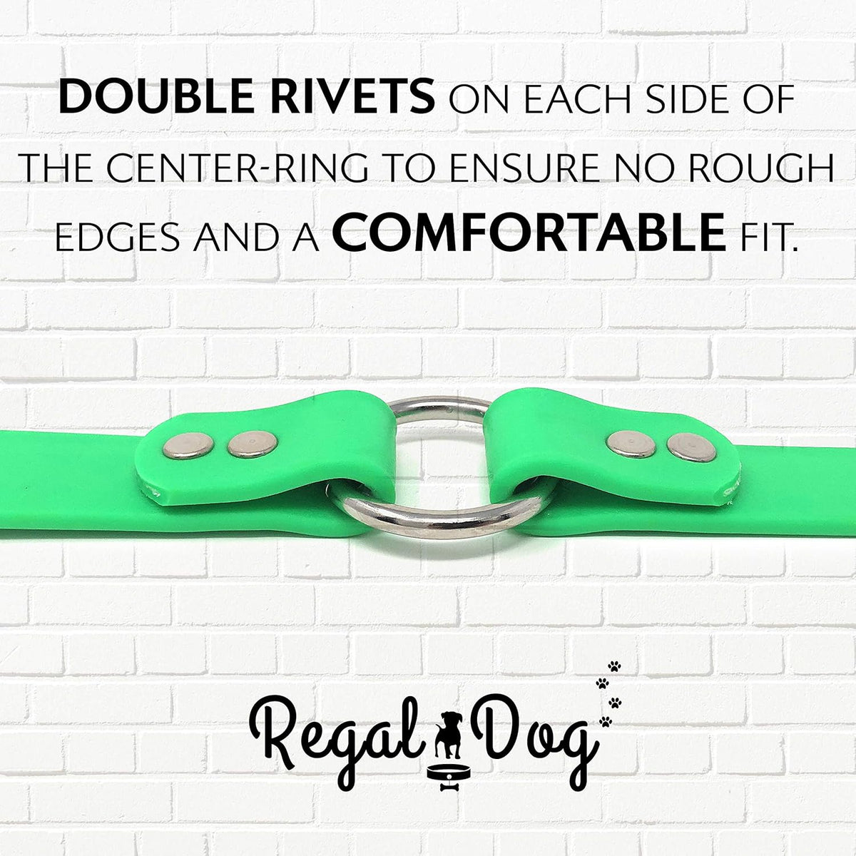 Regal Dog Products Medium Orange Dog Collar with Heavy Duty Double Buckle & D Ring | Vinyl Coated, Custom Fit, Adjustable Biothane Dog Collar Chew Resistant Waterproof Center-Ring Collar for Dogs - PuriLite