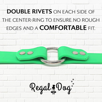 Regal Dog Products Medium Orange Dog Collar with Heavy Duty Double Buckle & D Ring | Vinyl Coated, Custom Fit, Adjustable Biothane Dog Collar Chew Resistant Waterproof Center-Ring Collar for Dogs - PuriLite
