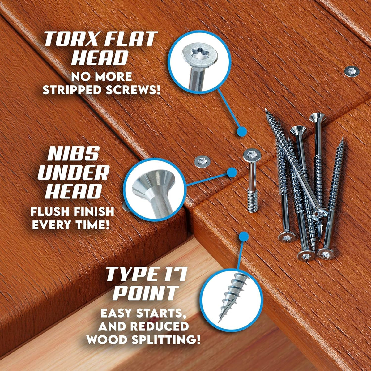 #10 x 3 Inch Stainless Steel Deck Screws 350 Pieces | T25 Star Torx Drive Flat Head | 304 Grade Stainless Steel Wood Screws High Corrosion Resistance by Allen's Trading Co. Eagle Claw Fasteners - PuriLite
