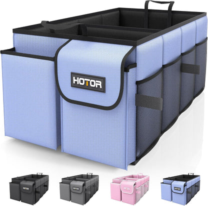 HOTOR Trunk Organizer - Car Organizer, Foldable Trunk organizer for SUVs & Sedans, Car Accessories, Tools, Sundries, 2 Compartments, Black - PuriLite
