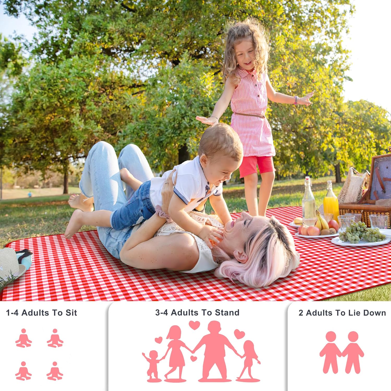 SAMSIER Large Outdoor Picnic Blankets Waterproof Foldable, Beach Blanket Sandproof Portable, Cute Picnic Mat Washable (Navy Blue, 60"×80") - PuriLite