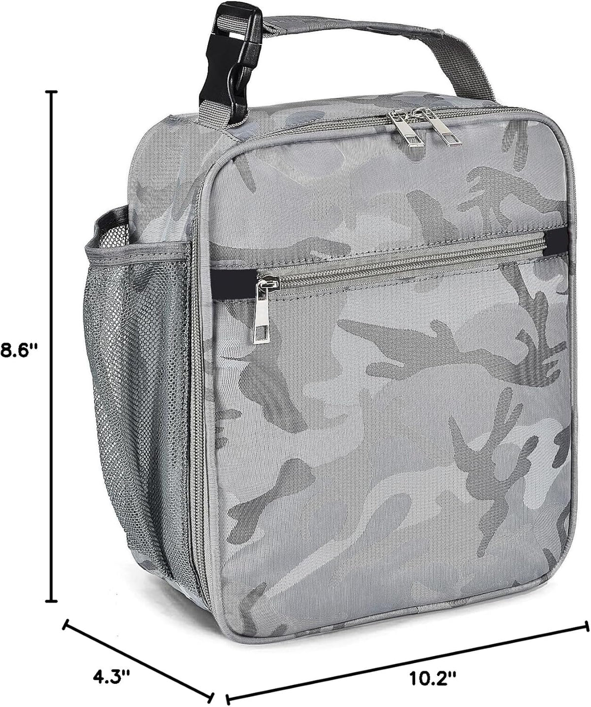 Insulated Lunch Bag, Leakproof Portable Lunch Box for Women Men Boys Girls, Large Capacity Cooler Bag with Handle and Bottle Pocket for Office School Camping Hiking Outdoor Beach Picnic (Black) - PuriLite