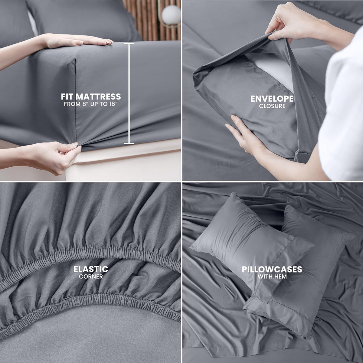 Utopia Bedding Queen Bed Sheet Set - 4 Piece Bedding - Soft Brushed Microfiber Fabric - Shrinkage & Fade Resistant - Easy Care (White) - PuriLite