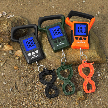 KastKing Fish Scale, WideView Floating Waterproof Digital Scale with No-Puncture Lip Gripper, 2.5” Large LCD Display, 110lb Capacity, Stores up to 9 Weights, Black - PuriLite