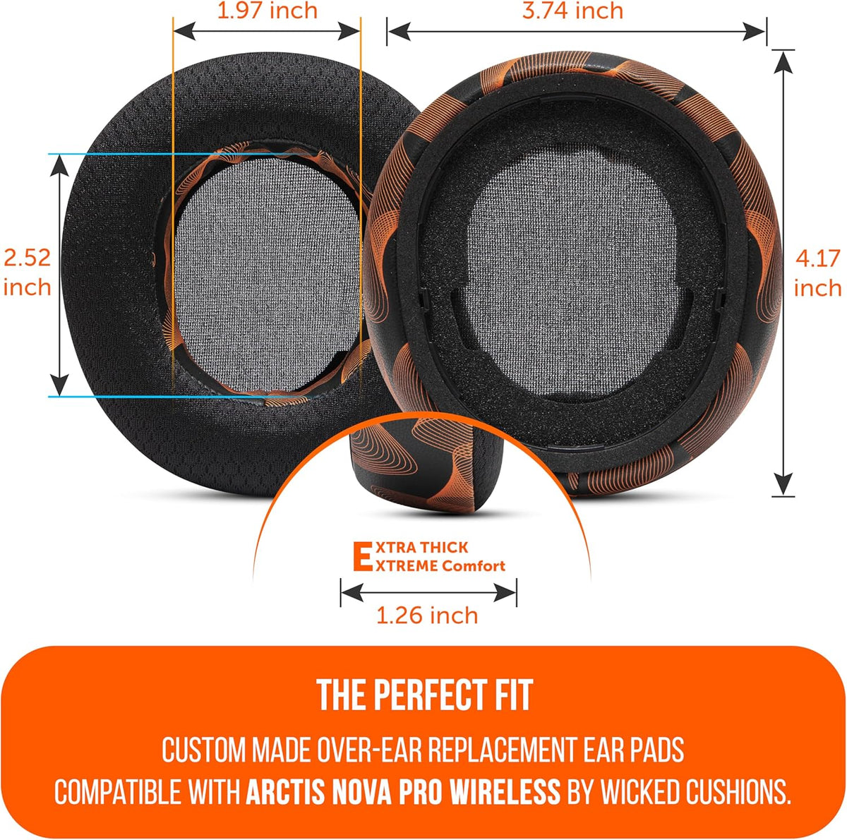 WC Freeze Nova Pro Wireless - Cooling Gel Earpads for Arctis Nova Pro Wireless ONLY (Doesn’t Fit Other Models), Made by Wicked Cushions, Improved Durability, Thickness & Sound Isolation | Black - PuriLite