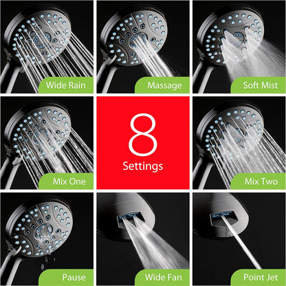 Purilite Select 8-Setting Handheld Shower Head – High Pressure, Self-Cleaning, Total Shower Hygiene System - PuriLite