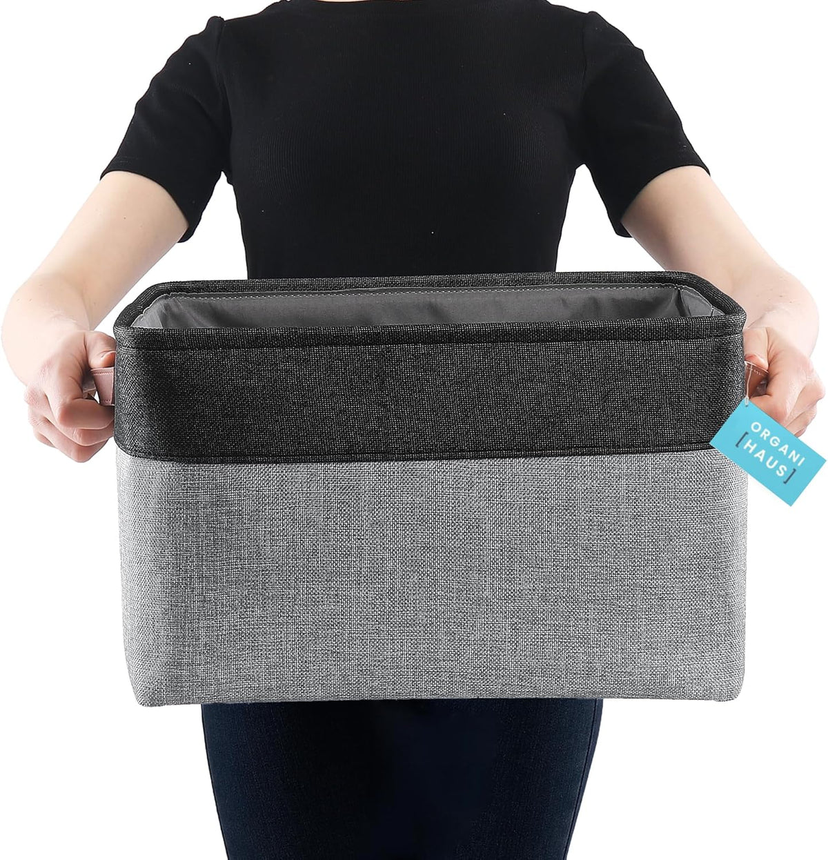 OrganiHaus Large Fabric Storage Baskets for Shelves 3 Pack, 15x11in Closet Storage Bins for Shelves, Cloth Baskets, Fabric Storage Cubes, Linen Closet Organizers, Fabric Basket, White Basket - PuriLite