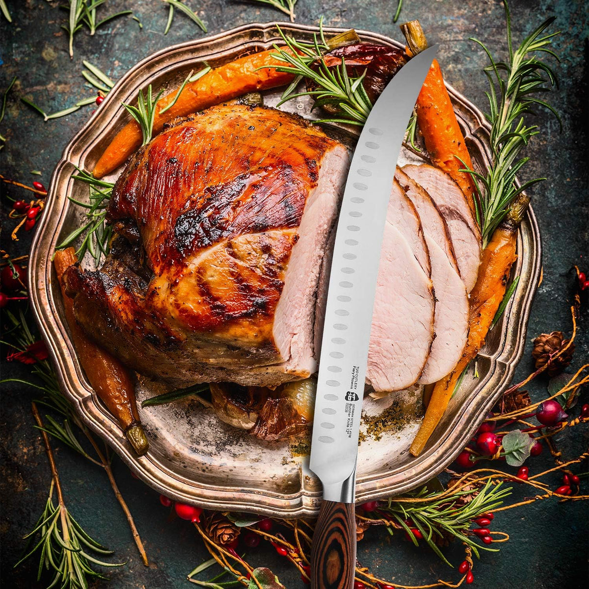 TUO Boning Knife - Razor Sharp Fillet Knife - High Carbon German Stainless Steel Kitchen Cutlery - Pakkawood Handle - Luxurious Gift Box Included - 7 inch - Fiery Phoenix Series - PuriLite
