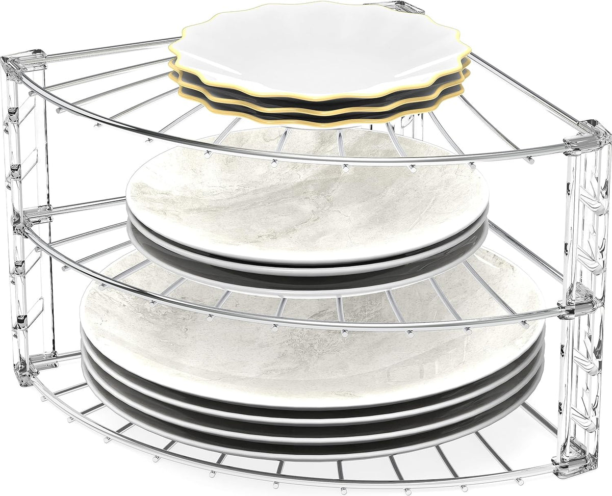 SimpleHouseware 3-Tier Corner Shelf Plate Rack for Counter and Cabinet Organizer, Bronze - PuriLite