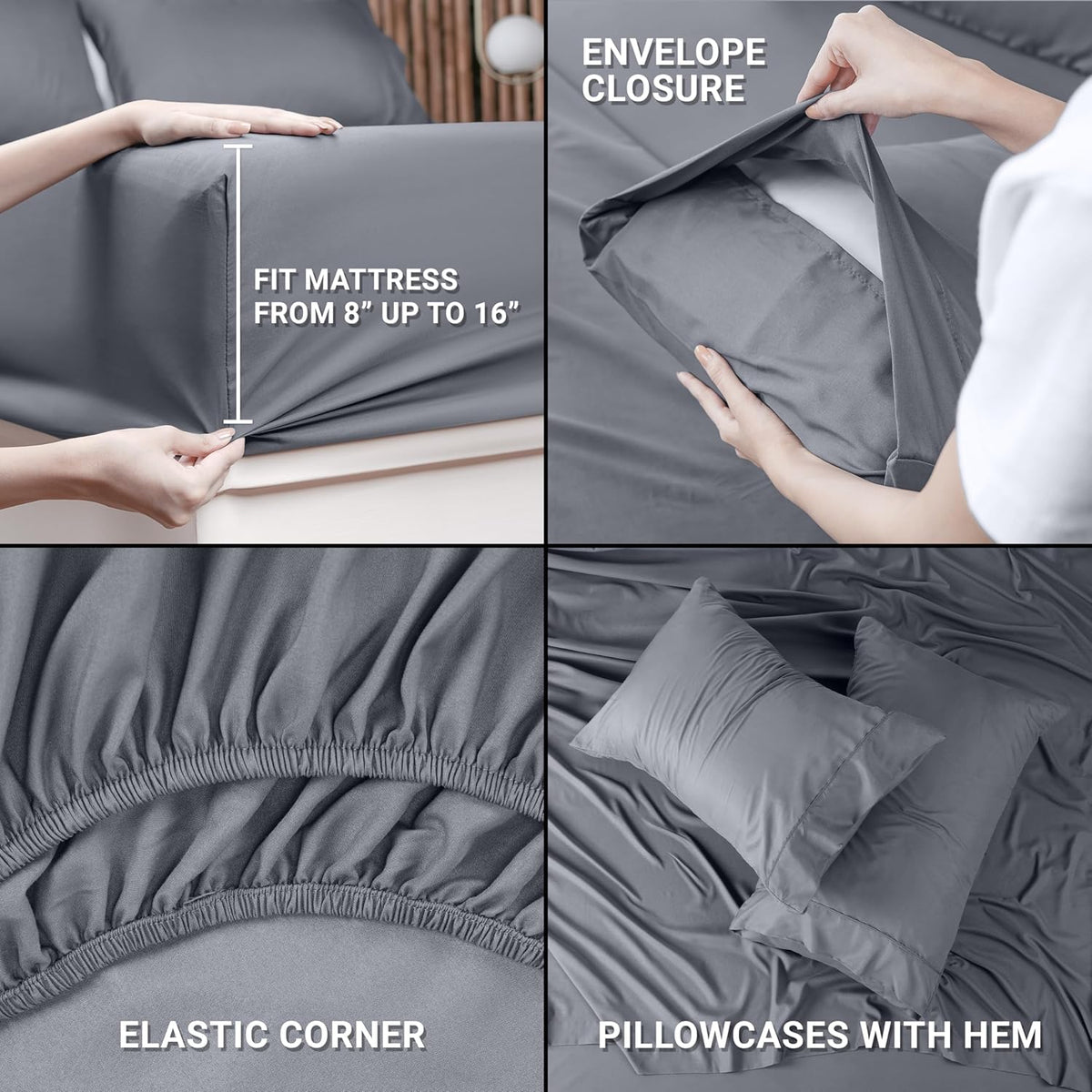 Utopia Bedding Queen Bed Sheet Set - 4 Piece Bedding - Soft Brushed Microfiber Fabric - Shrinkage & Fade Resistant - Easy Care (White) - PuriLite