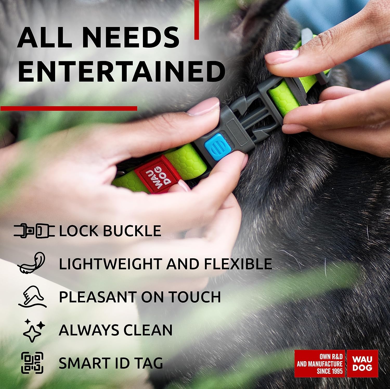 Waterproof Dog Collar - Adjustable Glow Dog Collar for Large Dogs, Small and Medium Dogs - Heavy Duty Dog Collars with Durable Metal Clasp and QR Dog Tag - Glow in The Dark Dog Collars - PuriLite