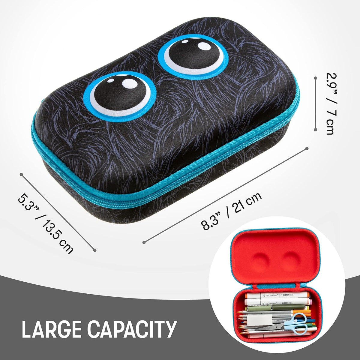 ZIPIT Beast Pencil Box for Kids | Pencil Case for School | Organizer Pencil Bag | Large Capacity Pencil Pouch (Red) - PuriLite