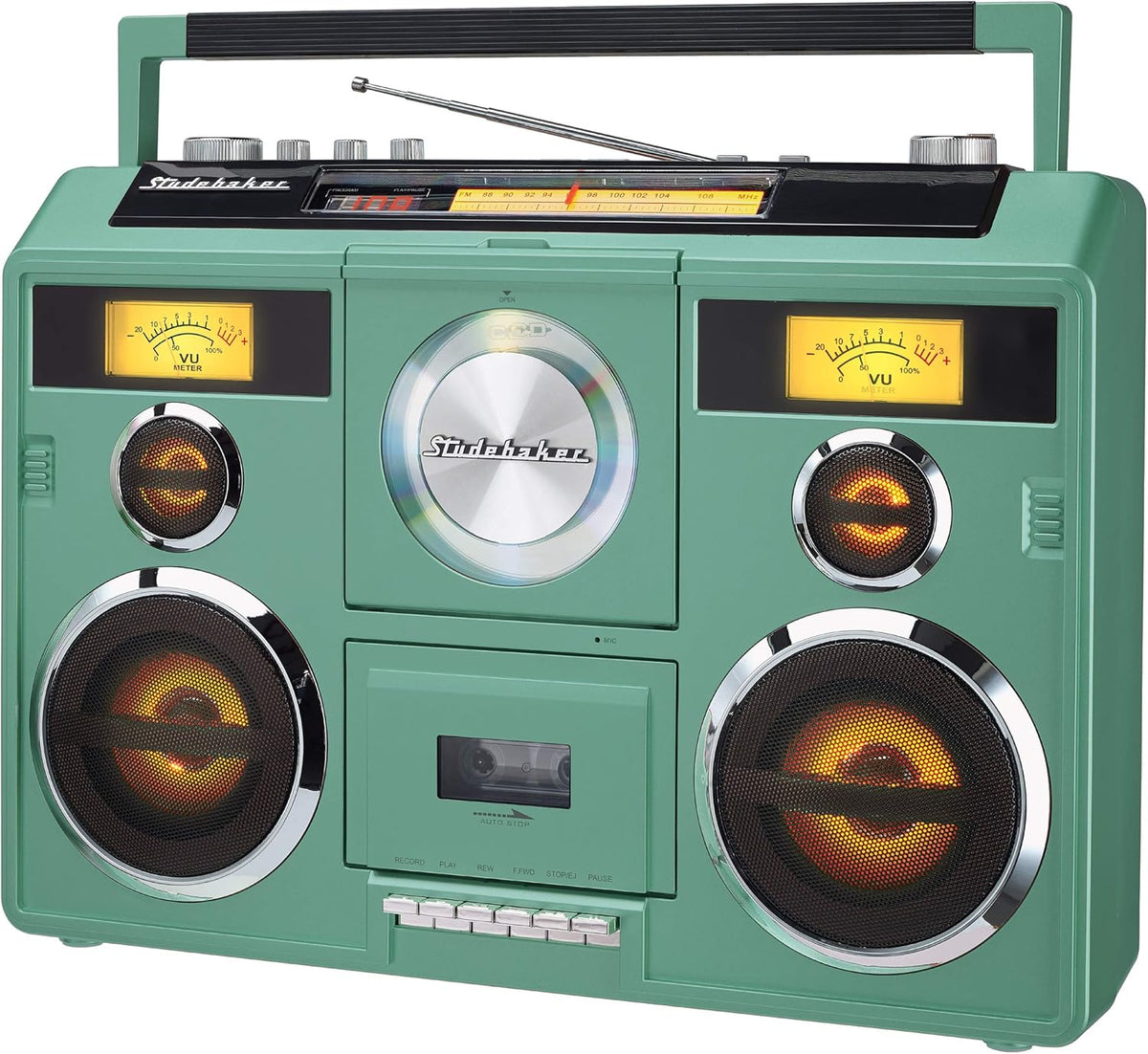 Sound Station Portable Stereo with Bluetooth/CD/AM-FM Radio/Cassette Recorder (Silver) - PuriLite
