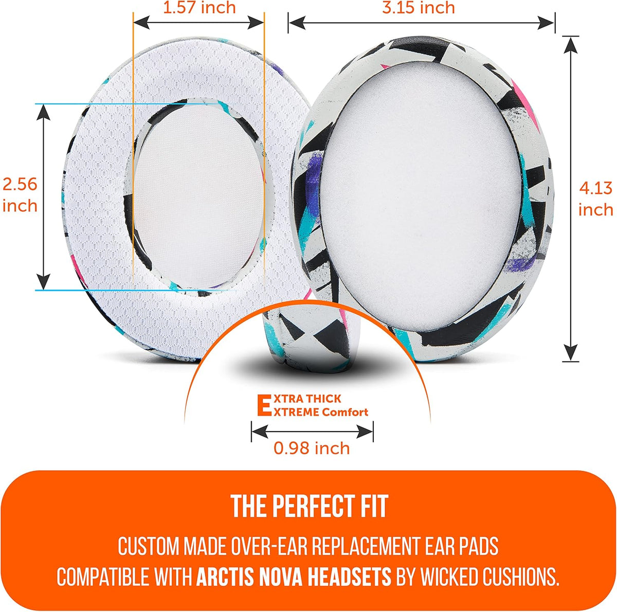 WC Freeze for Arctis Nova - Hybrid Fabric Cooling Gel Replacement Earpads for Arctis Nova Pro Wired, Nova 7, 5, 4, 3, 1 - Made by Wicked Cushions (Does Not Fit Nova Pro Wireless) | Black - PuriLite