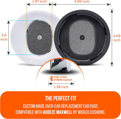 WC Freeze Maxwell - Cooling Gel Replacement Earpads for Audeze Maxwell Headphones by Wicked Cushions - Elevate Comfort, Durability, Thickness & Sound Isolation for Epic Gaming Sessions | Black - PuriLite