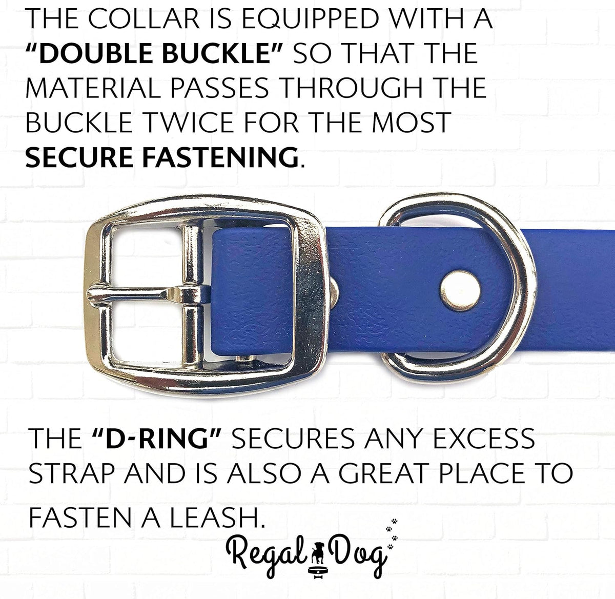 Regal Dog Products Medium Orange Dog Collar with Heavy Duty Double Buckle & D Ring | Vinyl Coated, Custom Fit, Adjustable Biothane Dog Collar Chew Resistant Waterproof Center-Ring Collar for Dogs - PuriLite