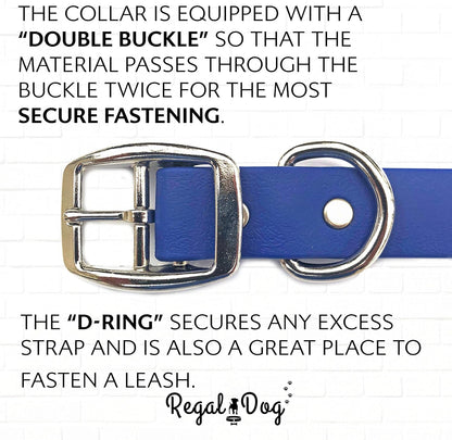 Regal Dog Products Medium Orange Dog Collar with Heavy Duty Double Buckle & D Ring | Vinyl Coated, Custom Fit, Adjustable Biothane Dog Collar Chew Resistant Waterproof Center-Ring Collar for Dogs - PuriLite