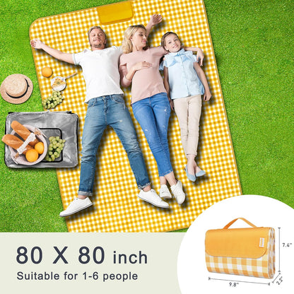 SAMSIER Large Outdoor Picnic Blankets Waterproof Foldable, Beach Blanket Sandproof Portable, Cute Picnic Mat Washable (Navy Blue, 60"×80") - PuriLite