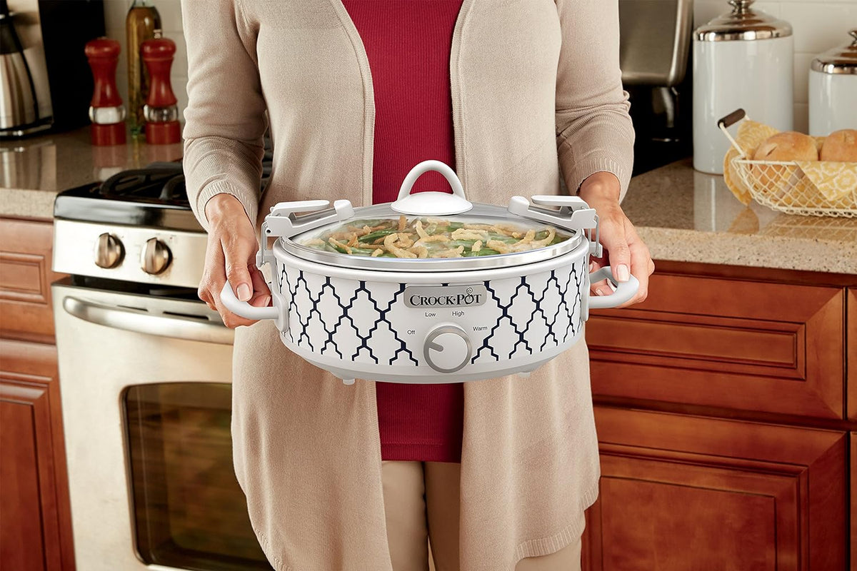 Crockpot 2.5-Quart Mini Casserole Crock Slow Cooker, White/Blue - PuriLite