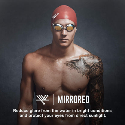 Unisex Adult Mirrored Swim Goggles with Anti-Fog and UV Protection, Panoramic Lens Design for Pool and Open Water Swimming - PuriLite