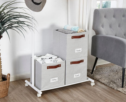 DECOMOMO Cube Storage Bin, Storage Cubes with Labels, Baskets for Shelves Kallax Linen Closet Organizers (Cube 10.5x11"/ 6pcs, Black) - PuriLite