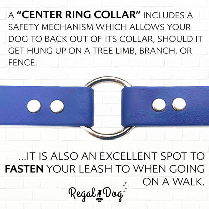 Regal Dog Products Medium Orange Dog Collar with Heavy Duty Double Buckle & D Ring | Vinyl Coated, Custom Fit, Adjustable Biothane Dog Collar Chew Resistant Waterproof Center-Ring Collar for Dogs - PuriLite