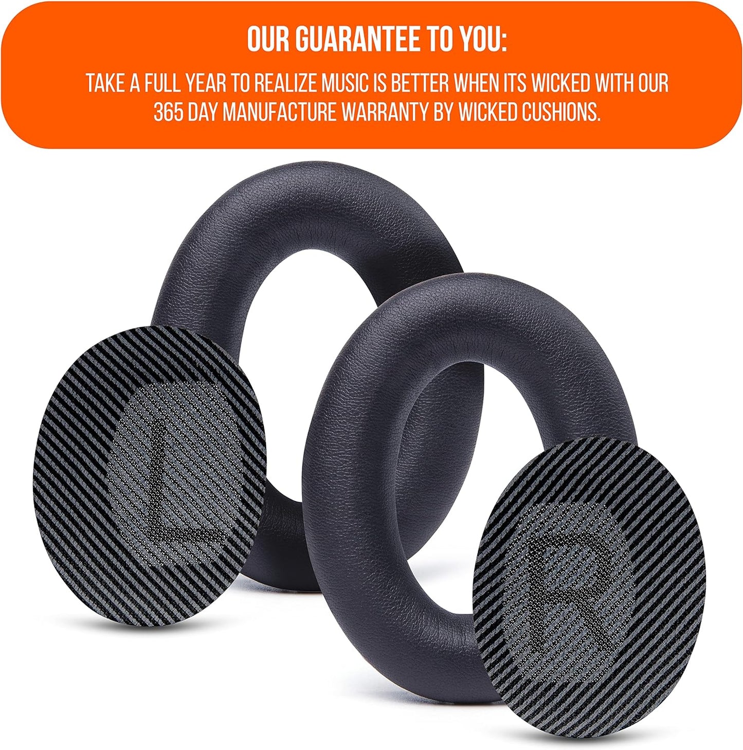 WC Wicked Cushions Upgraded Replacement Ear Pads for Bose QC35 & QC35ii (QuietComfort 35) Headphones & More - Softer Leather, Luxurious Memory Foam, Added Thickness, Extra Durability | Navy Tiger - PuriLite