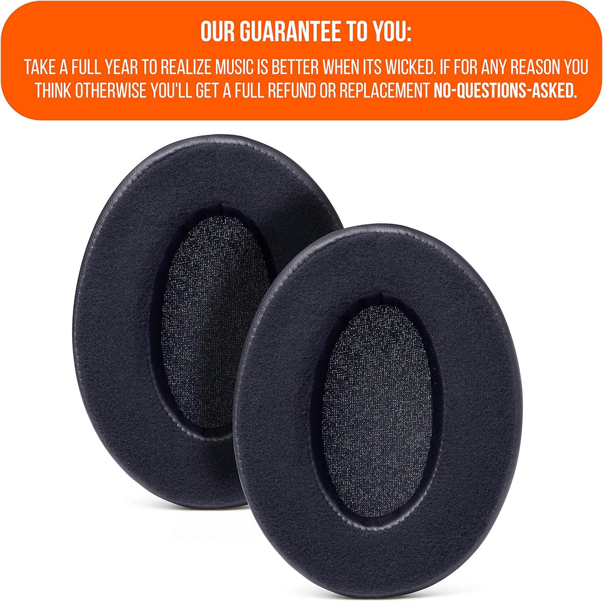 WC PadZ Velour - The Ultimate Upgraded Earpads by Wicked Cushions - Compatible with Audio Technica, HyperX, SteelSeries Arctis & More - Extra Thick - Bigger Opening - Softer Memory Foam | (Black) - PuriLite