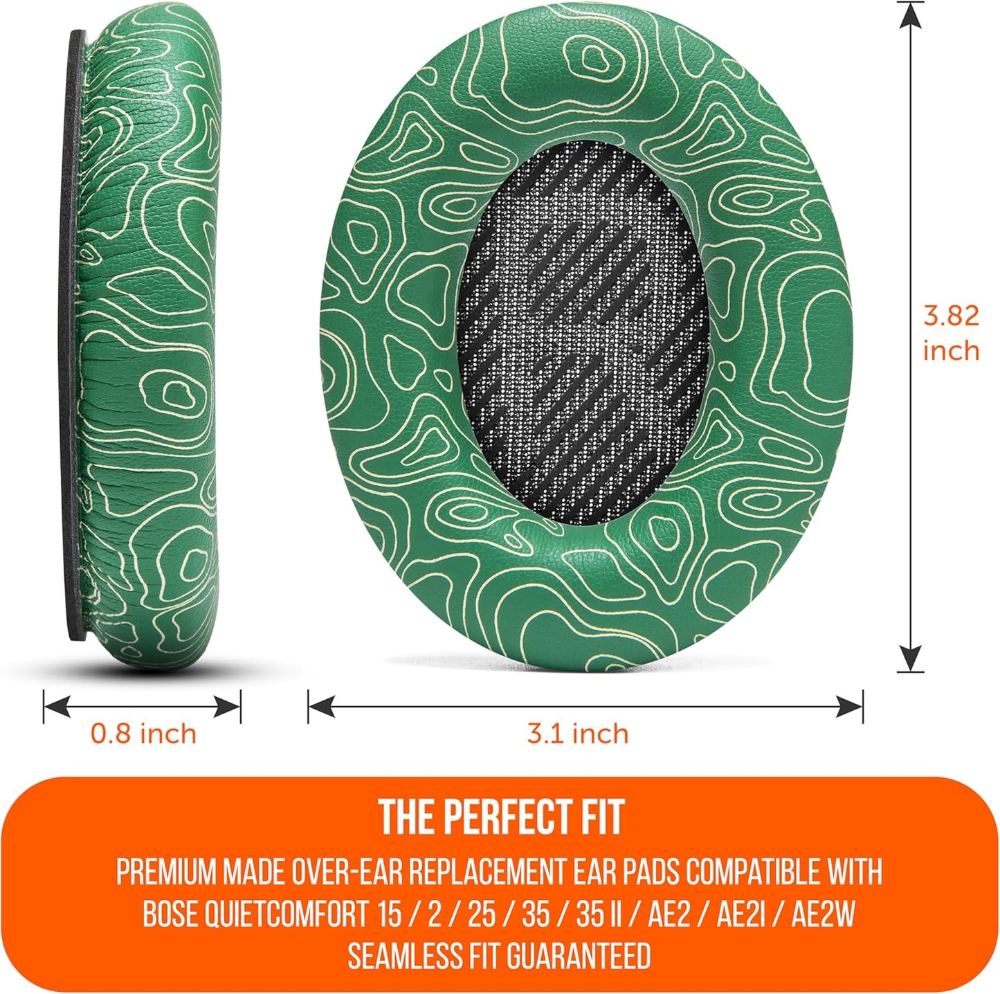 WC Wicked Cushions Upgraded Replacement Ear Pads for Bose QC35 & QC35ii (QuietComfort 35) Headphones & More - Softer Leather, Luxurious Memory Foam, Added Thickness, Extra Durability | Navy Tiger - PuriLite