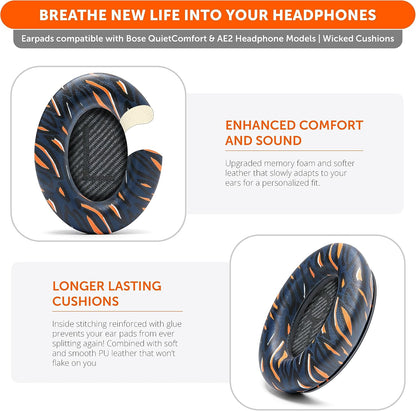 WC Wicked Cushions Upgraded Replacement Ear Pads for Bose QC35 & QC35ii (QuietComfort 35) Headphones & More - Softer Leather, Luxurious Memory Foam, Added Thickness, Extra Durability | Midnight Blue - PuriLite