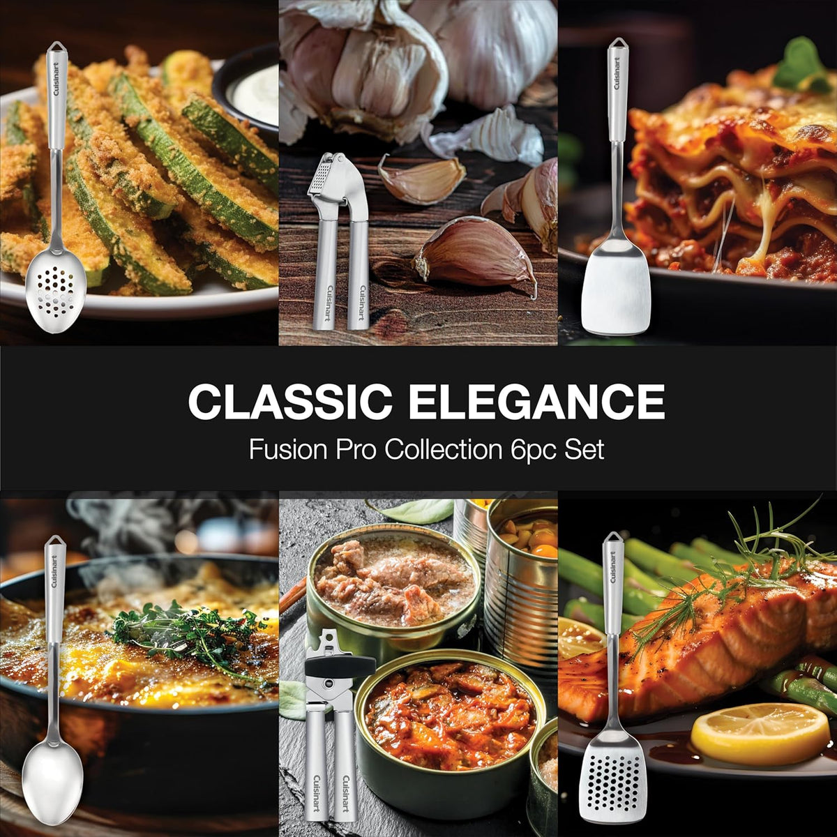 Cuisinart 6-Piece Stainless Steel Kitchen Utensils Set, Fusion Pro Collection (CTG-14-6PTC) - PuriLite