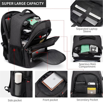 RFID Cafele Laptop Backpack Travel Computer Backpack College Bookbag School Backpack with USB Charging Port - PuriLite