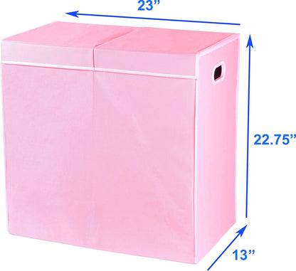 SimpleHouseware Double Laundry Hamper with Lid and Removable Laundry Bags, Beige - PuriLite