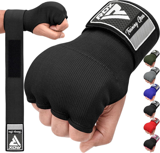 RDX Gel Boxing Hand Wraps Inner Gloves, Quick 100cm Long Wrist Straps, Elasticated, Padded Fist Hand Protection, Muay Thai MMA Martial Arts Punching Speed Bag Training Bandages, Under Mitts Handwraps - PuriLite