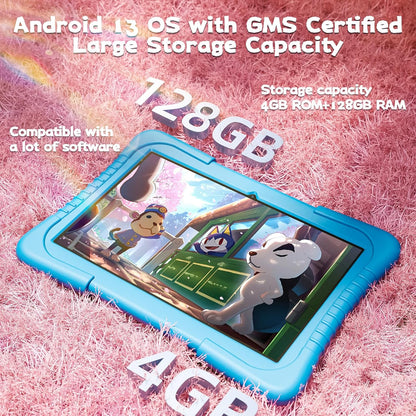SGIN 10 Inch Tablet, 4GB RAM 128GB ROM, Android 13 Tablet, Octa-Core 2.0Ghz Processor, 1280 * 800 IPS, 2MP+8MP Camera, 6000mAh, GPS, WiFi, Bluetooth (Blue) - PuriLite