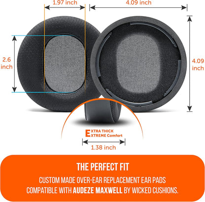 WC Freeze Maxwell - Cooling Gel Replacement Earpads for Audeze Maxwell Headphones by Wicked Cushions - Elevate Comfort, Durability, Thickness & Sound Isolation for Epic Gaming Sessions | Black - PuriLite